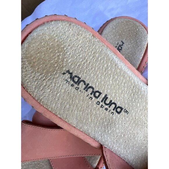 Marina Luna Women's Orange Slide Sandals Size 8 Leather - Picture 8 of 9